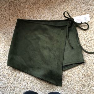 American Threads army green suede envelope skort